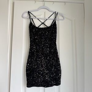 Lucy in the Sky Black Sequin Backless Dress Size S
